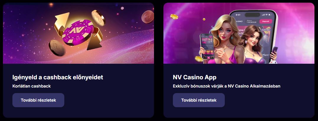 Igényeld a korlátlan cashback előnyeidet és töltsd le az NV Casino alkalmazást exkluzív mobilbónuszokért