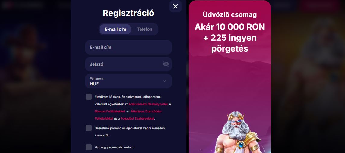 Regisztrálj az e-mail címeddel, és kapj egy üdvözlőcsomagot