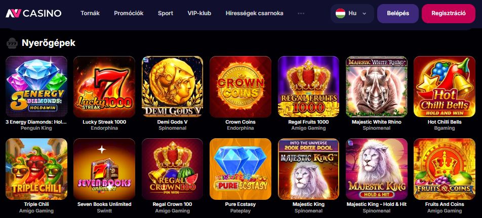 Böngészd a népszerű nyerőgépek katalógusát az NV Casinóban